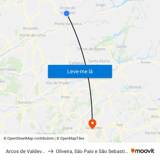 Arcos de Valdevez to Oliveira, São Paio e São Sebastião map