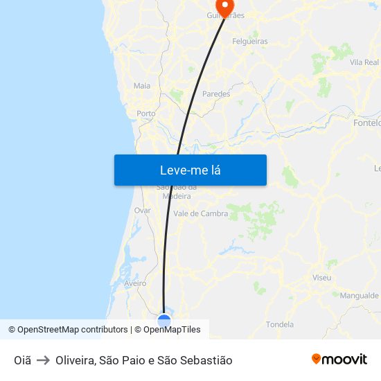 Oiã to Oliveira, São Paio e São Sebastião map