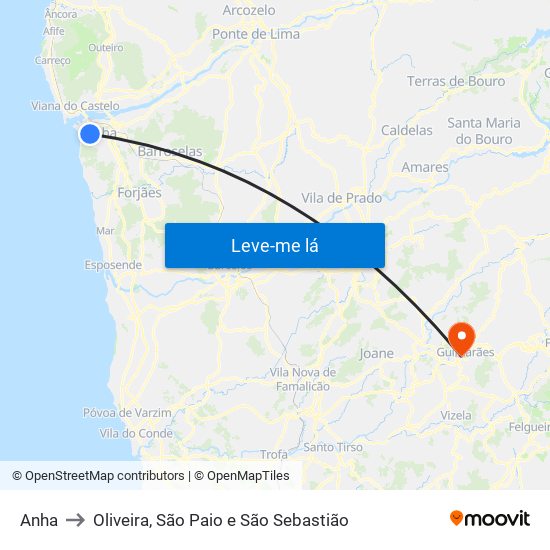 Anha to Oliveira, São Paio e São Sebastião map