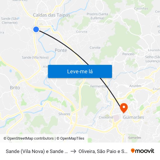 Sande (Vila Nova) e Sande (São Clemente) to Oliveira, São Paio e São Sebastião map