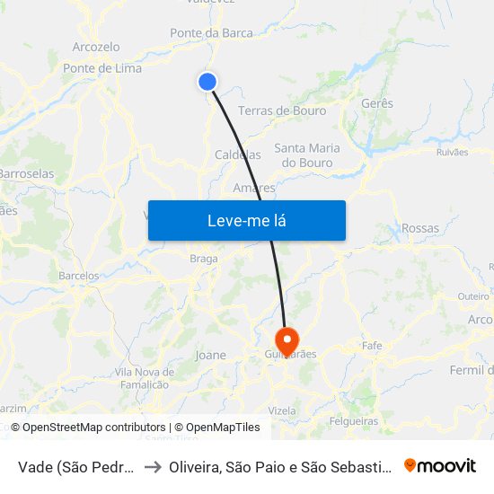 Vade (São Pedro) to Oliveira, São Paio e São Sebastião map