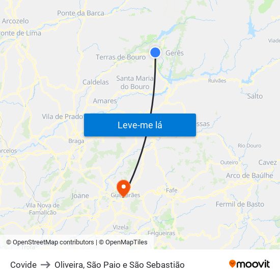 Covide to Oliveira, São Paio e São Sebastião map