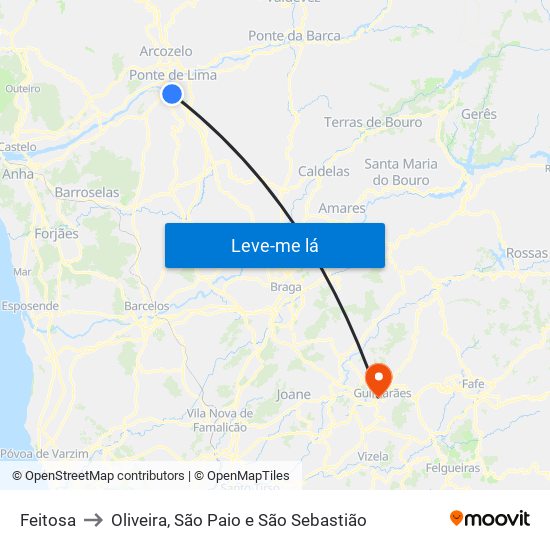 Feitosa to Oliveira, São Paio e São Sebastião map