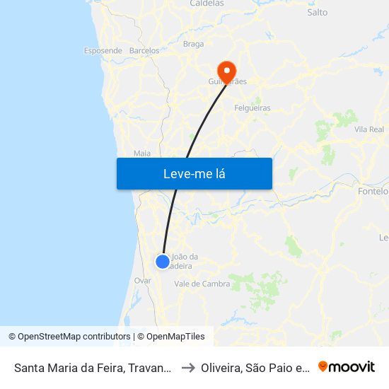 Santa Maria da Feira, Travanca, Sanfins e Espargo to Oliveira, São Paio e São Sebastião map