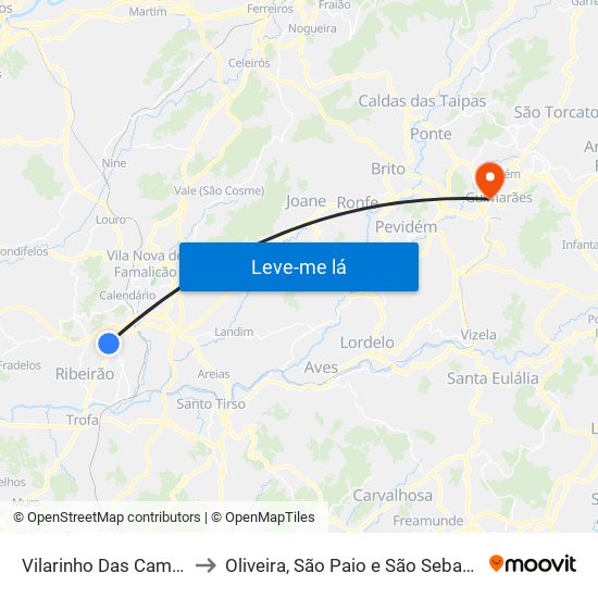 Vilarinho Das Cambas to Oliveira, São Paio e São Sebastião map