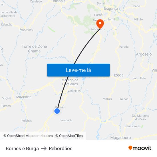 Bornes e Burga to Rebordãos map