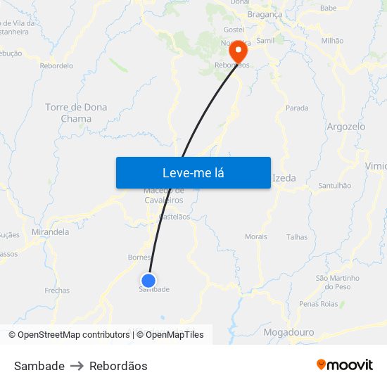 Sambade to Rebordãos map