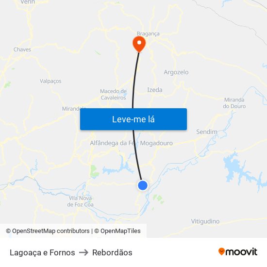 Lagoaça e Fornos to Rebordãos map