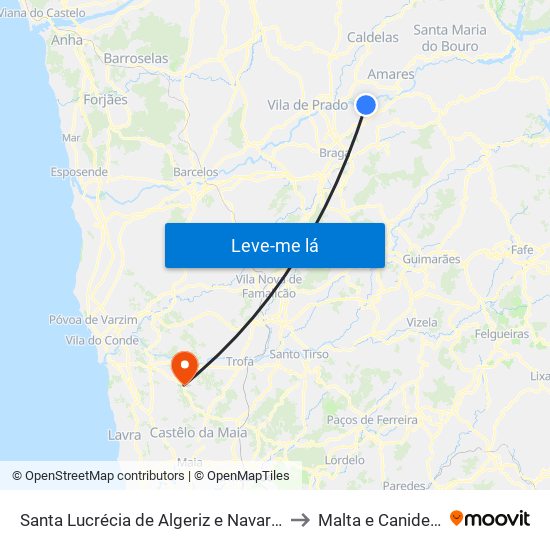 Santa Lucrécia de Algeriz e Navarra to Malta e Canidelo map