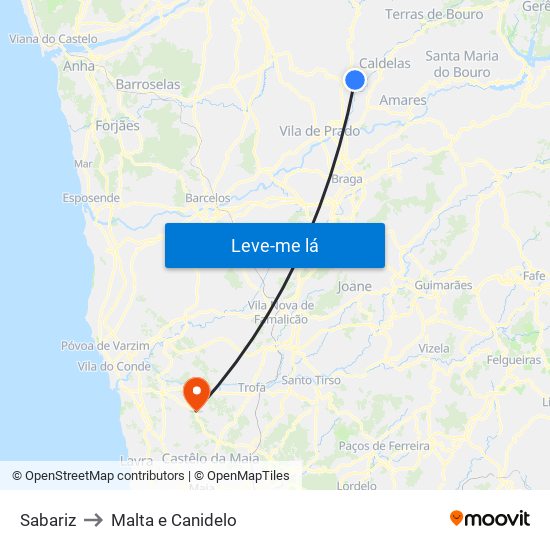 Sabariz to Malta e Canidelo map