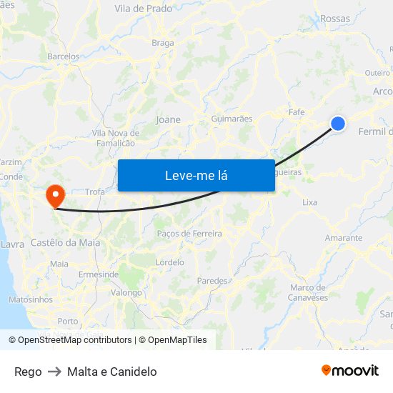 Rego to Malta e Canidelo map