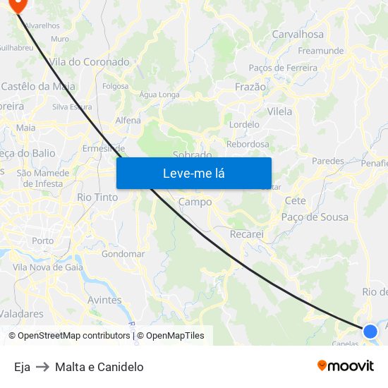 Eja to Malta e Canidelo map