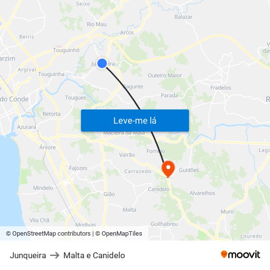 Junqueira to Malta e Canidelo map