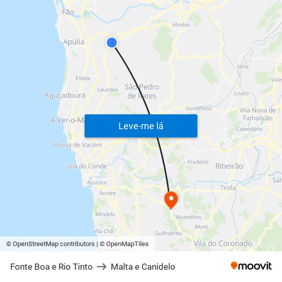 Fonte Boa e Rio Tinto to Malta e Canidelo map