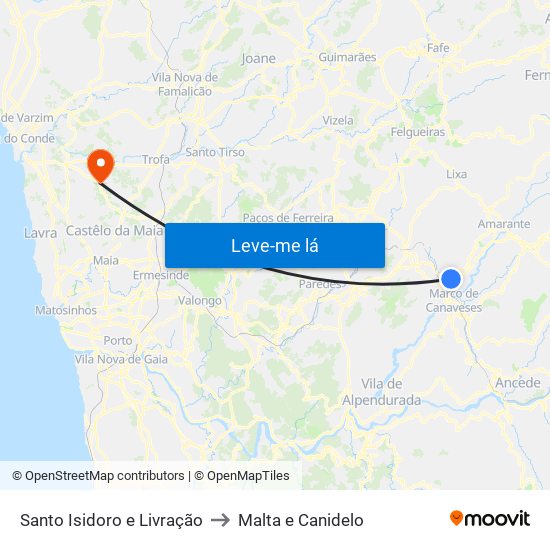 Santo Isidoro e Livração to Malta e Canidelo map