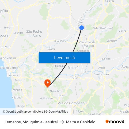 Lemenhe, Mouquim e Jesufrei to Malta e Canidelo map