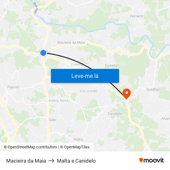 Macieira da Maia to Malta e Canidelo map
