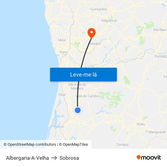 Albergaria-A-Velha to Sobrosa map