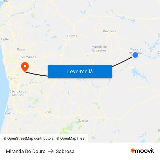 Miranda Do Douro to Sobrosa map