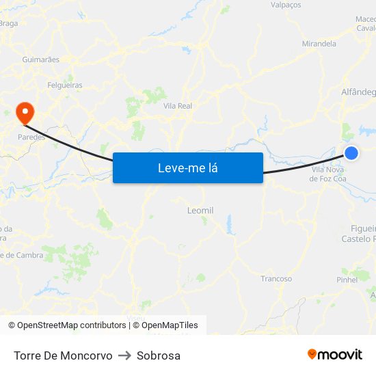 Torre De Moncorvo to Sobrosa map