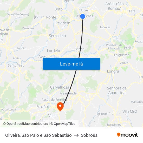 Oliveira, São Paio e São Sebastião to Sobrosa map