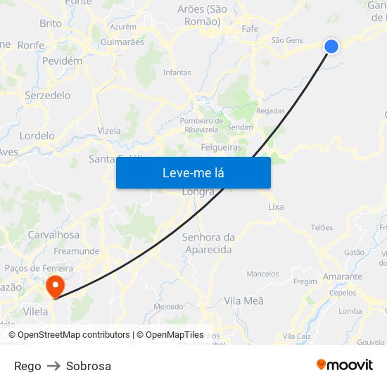 Rego to Sobrosa map