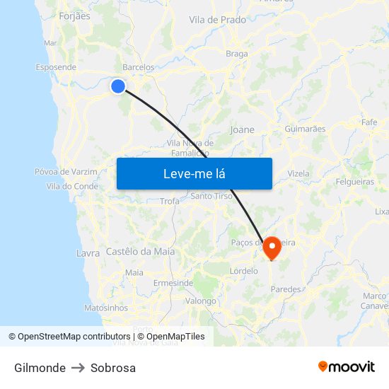 Gilmonde to Sobrosa map
