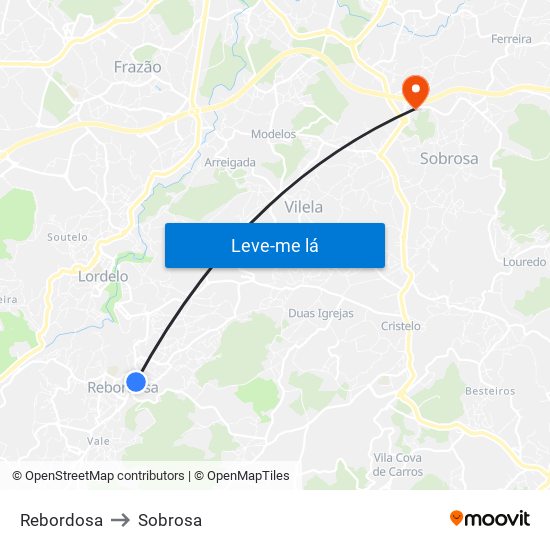 Rebordosa to Sobrosa map