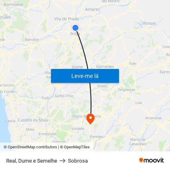 Real, Dume e Semelhe to Sobrosa map