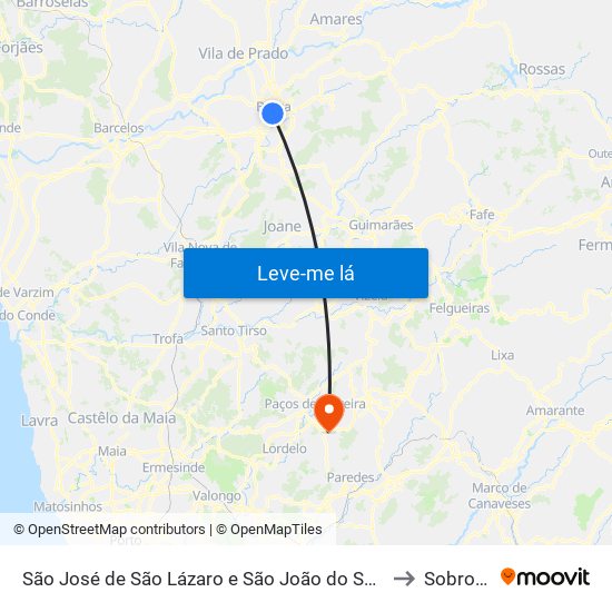 São José de São Lázaro e São João do Souto to Sobrosa map