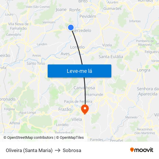 Oliveira (Santa Maria) to Sobrosa map