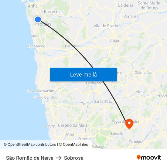 São Romão de Neiva to Sobrosa map