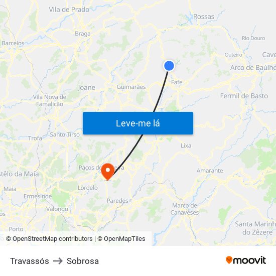 Travassós to Sobrosa map