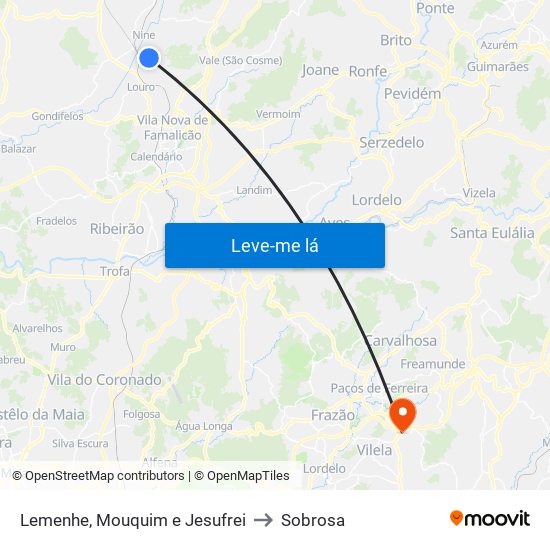 Lemenhe, Mouquim e Jesufrei to Sobrosa map