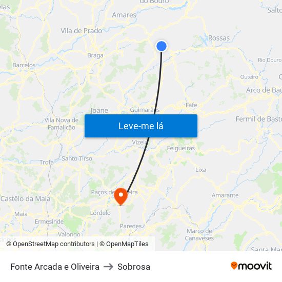 Fonte Arcada e Oliveira to Sobrosa map