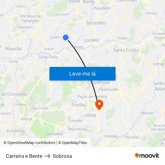 Carreira e Bente to Sobrosa map