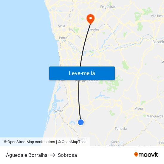 Águeda e Borralha to Sobrosa map