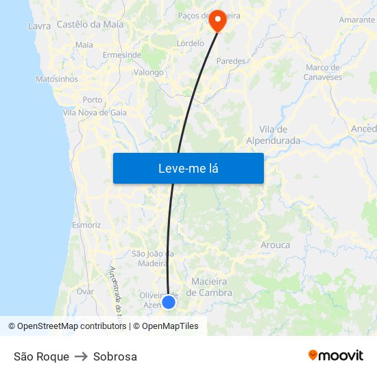 São Roque to Sobrosa map