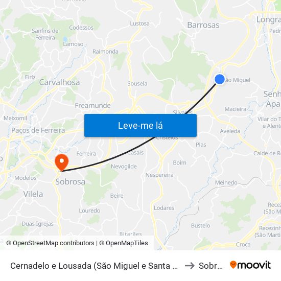 Cernadelo e Lousada (São Miguel e Santa Margarida) to Sobrosa map