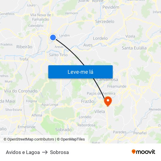 Avidos e Lagoa to Sobrosa map