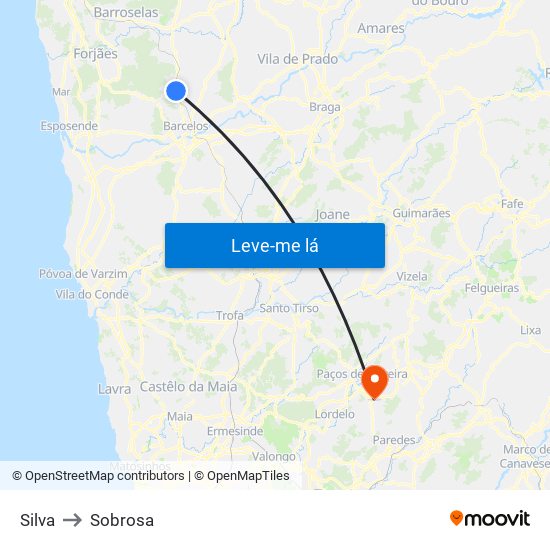 Silva to Sobrosa map