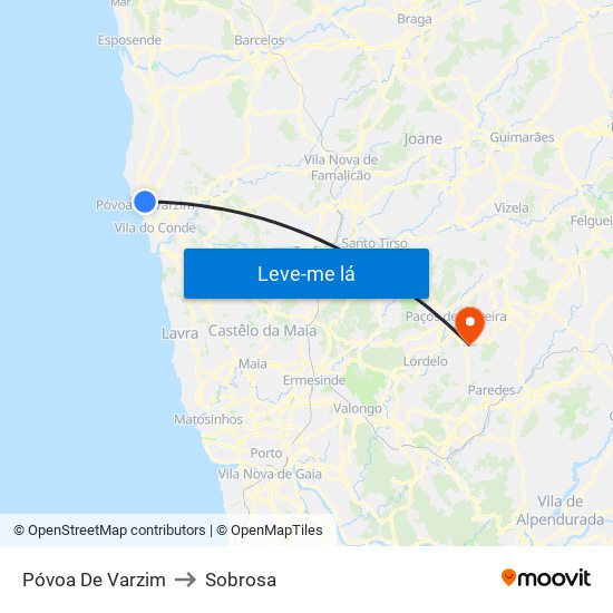 Póvoa De Varzim to Sobrosa map