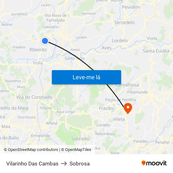 Vilarinho Das Cambas to Sobrosa map