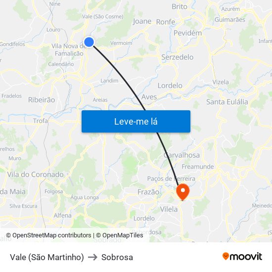 Vale (São Martinho) to Sobrosa map