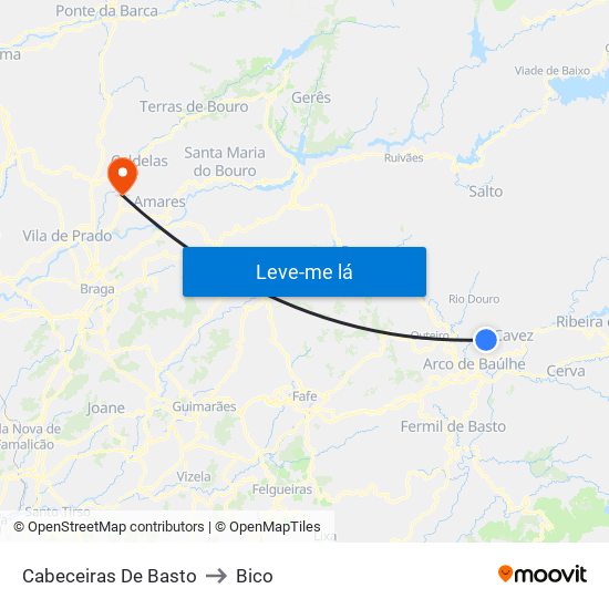 Cabeceiras De Basto to Bico map