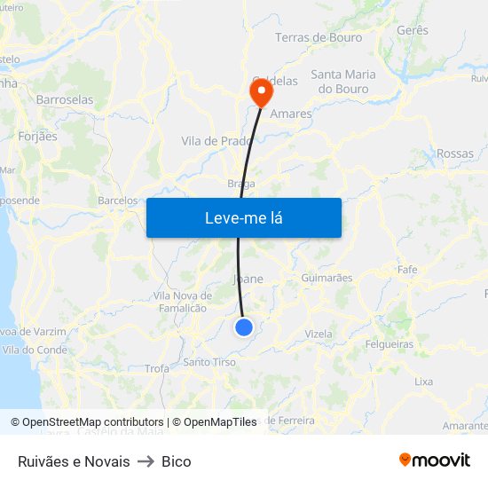 Ruivães e Novais to Bico map