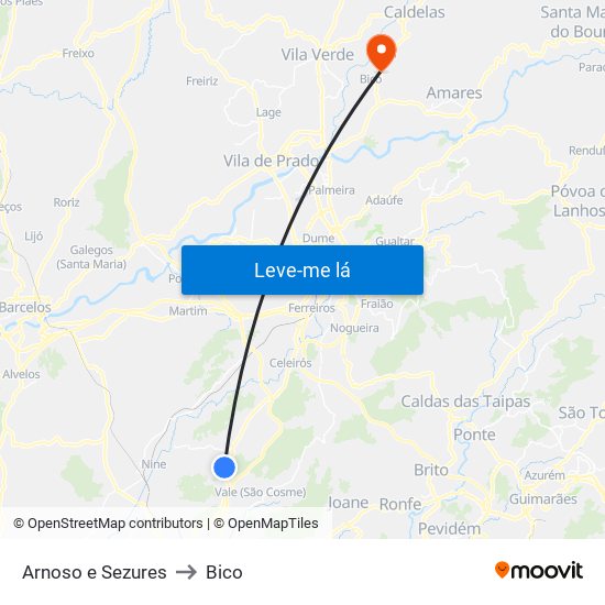 Arnoso e Sezures to Bico map