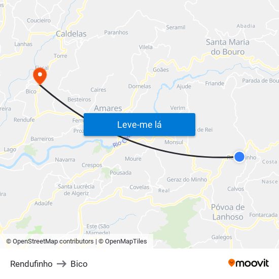 Rendufinho to Bico map