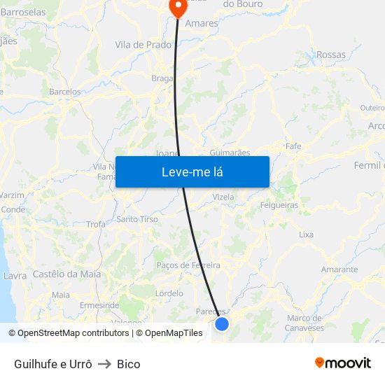 Guilhufe e Urrô to Bico map