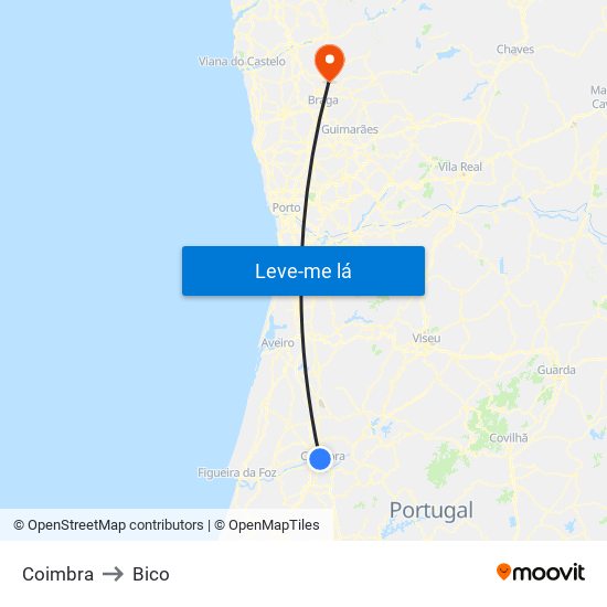 Coimbra to Bico map